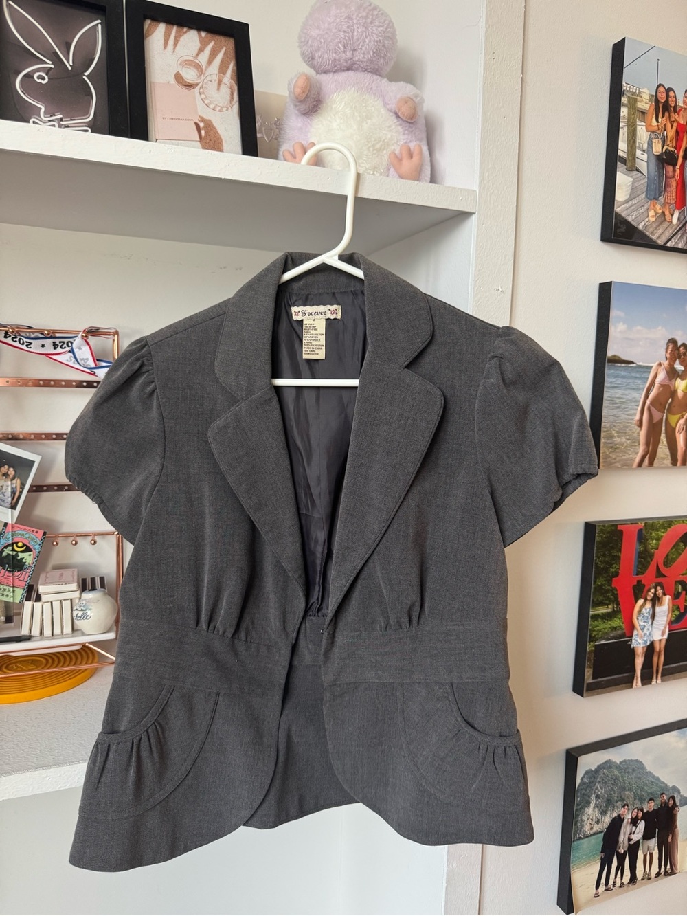 Forever New Short Sleeve Gray Blazer Jacket